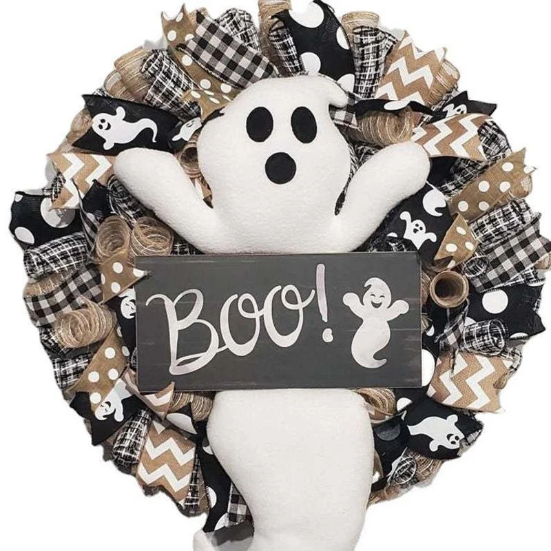 15" Halloween Boo Wreath Decoration - Image 3