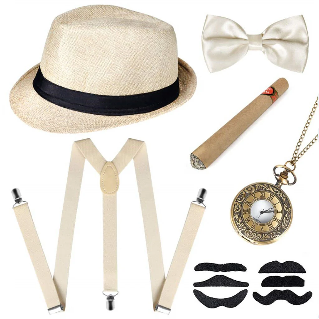 Hallowitch 1920s Gatsby Costume Panama Hat Set - Image 5