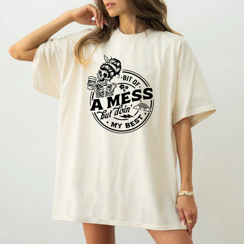 Bit of a Mess But Doing My Best, Halloween T Shirts for Moms - Image 4