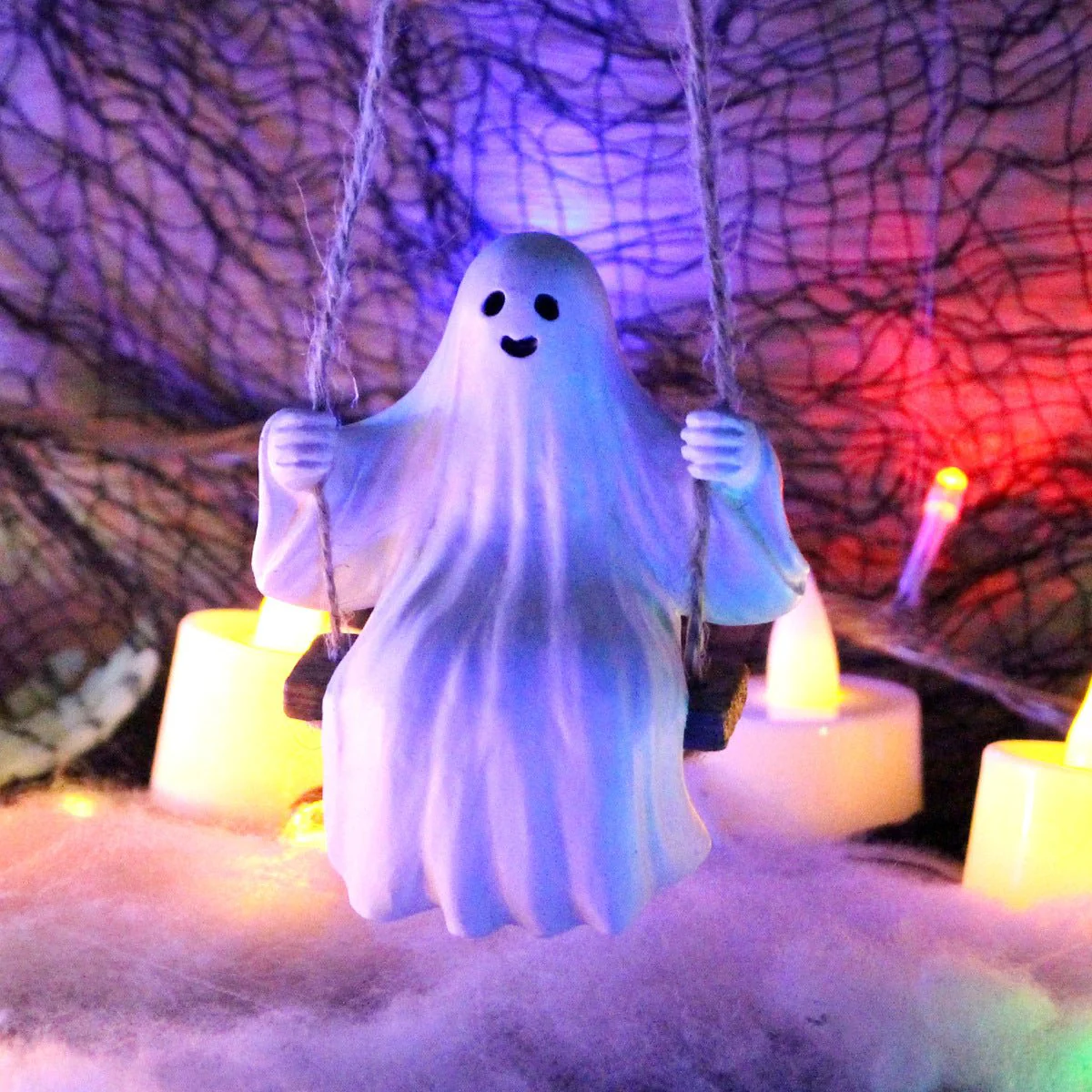 Cute Ghost on Swing Halloween Decoration - Image 3