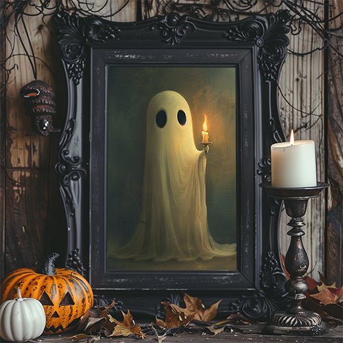 Ghost Holding a Candle, Halloween Poster, Wall Decor. Unframed - Image 2
