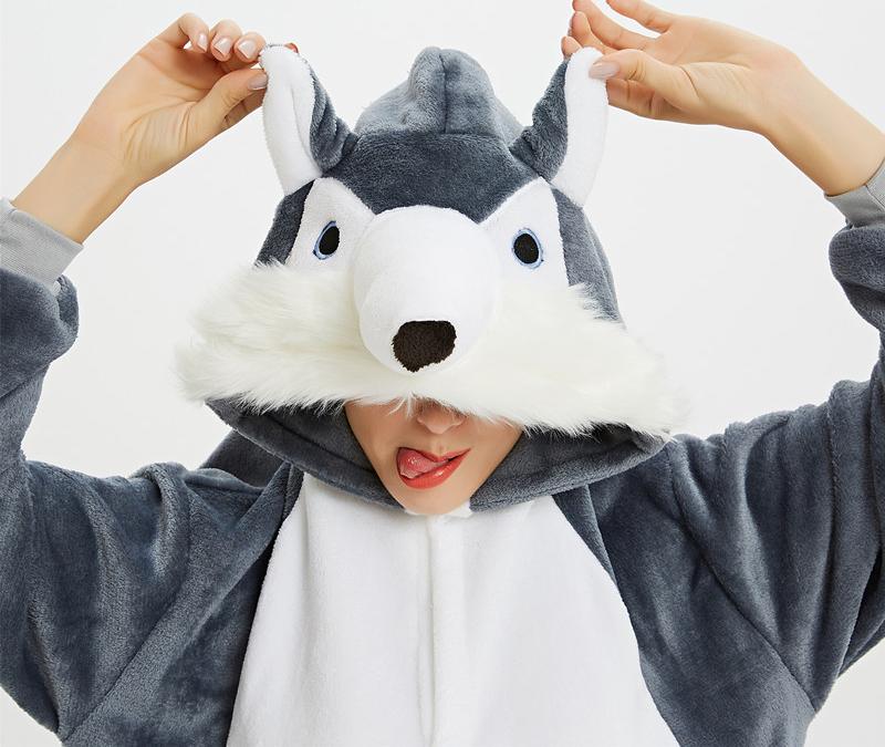 Grey Husky Onesie Costume Men Kids - Image 3