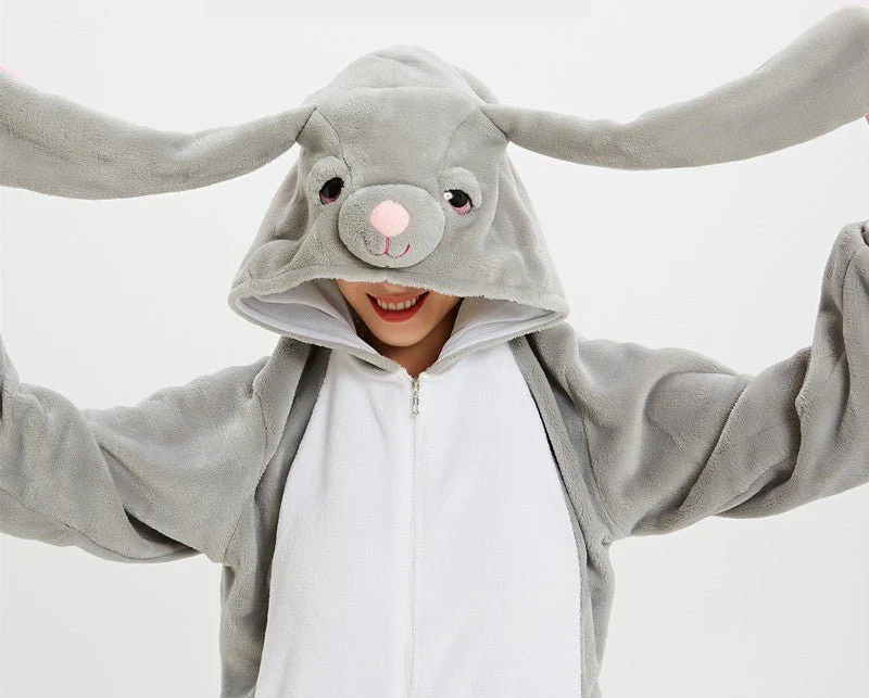 Grey Rabbit Onesie Kigurumi Costume Adult Kids - Image 3