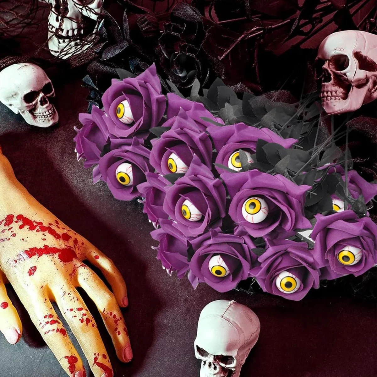 Halloween Eyeball Rose Bouquet - Image 7