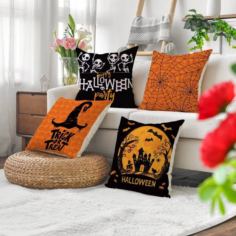 Halloween Skeleton Cushion Covers, 4pcs - Image 2