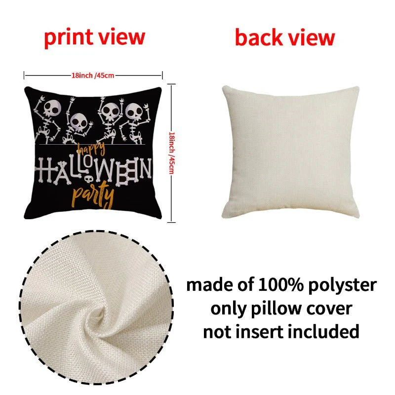 Halloween Skeleton Cushion Covers, 4pcs - Image 4