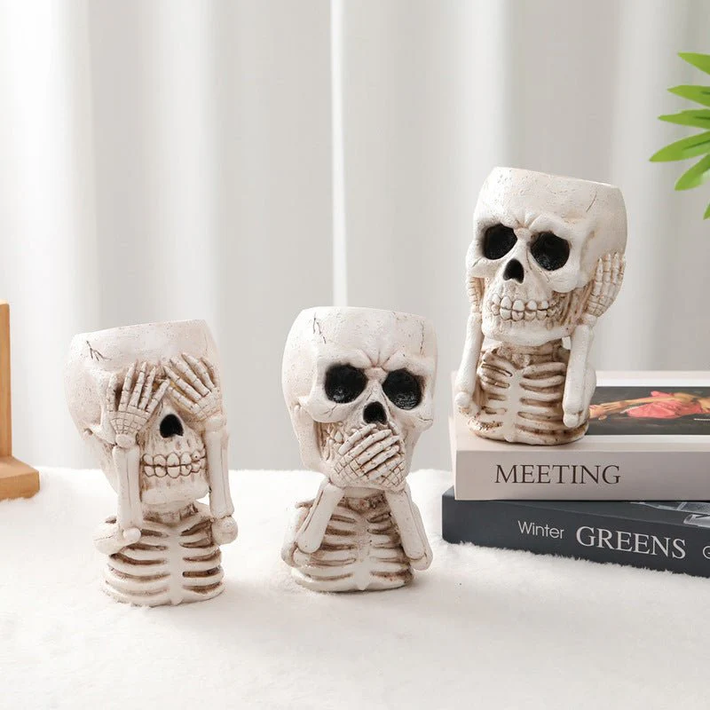 Halloween Skull Flower Pot Decoration.3pcs - Image 2