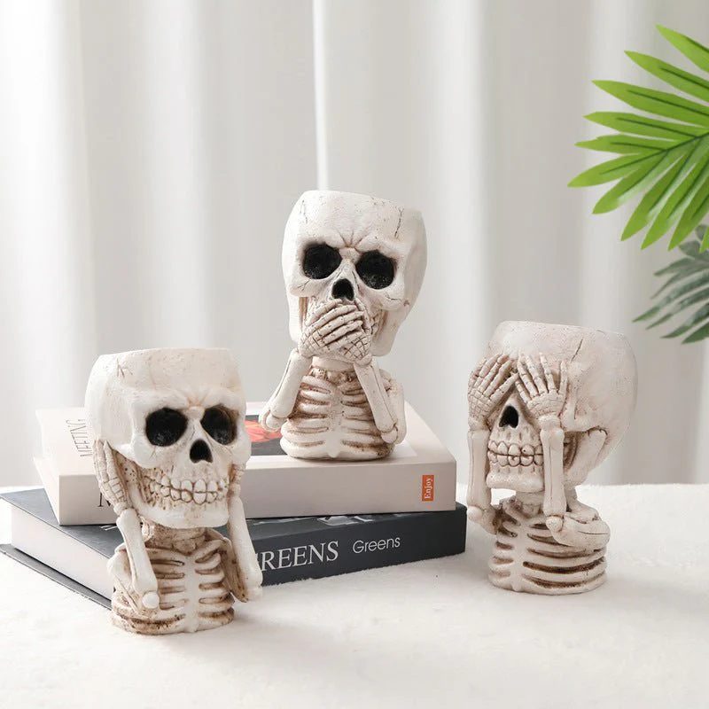 Halloween Skull Flower Pot Decoration.3pcs - Image 3