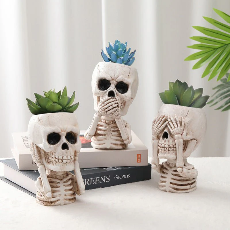 Halloween Skull Flower Pot Decoration.3pcs - Image 4