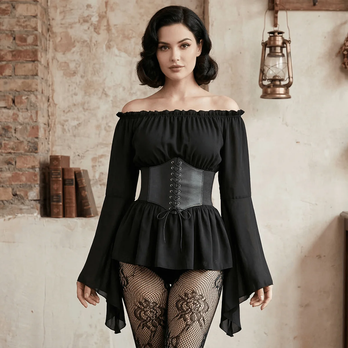 Off Shoulder Medieval Shirt, Pirate Blouse for Women - Image 3