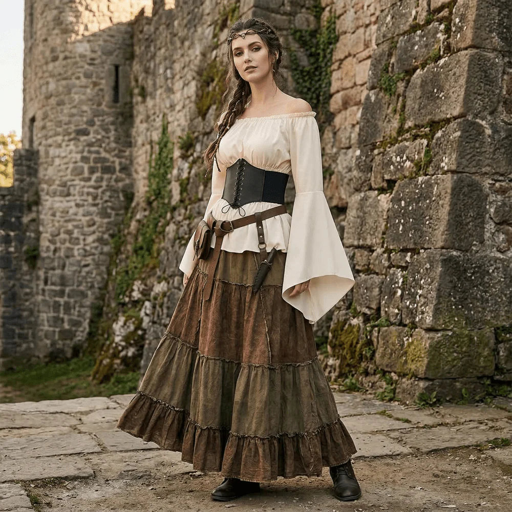 Off Shoulder Medieval Shirt, Pirate Blouse for Women - Image 4