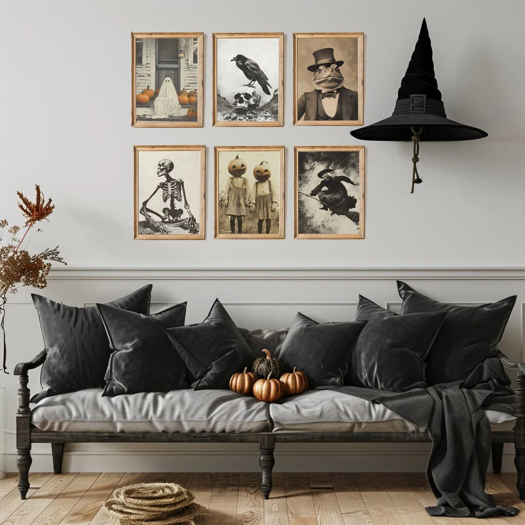 Spooky Old Photo Halloween Wall Decor Set of 6, Unframed - Image 3